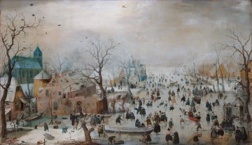  Winter Art Painting - A Scene On The Ice Near A Town winter landscape Hendrick Avercamp